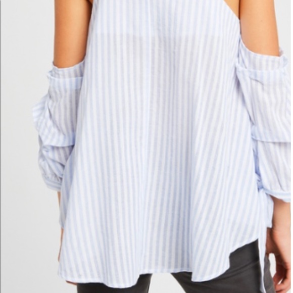 Listicle Blue & White Striped cold shoulder top - Picture 8 of 8